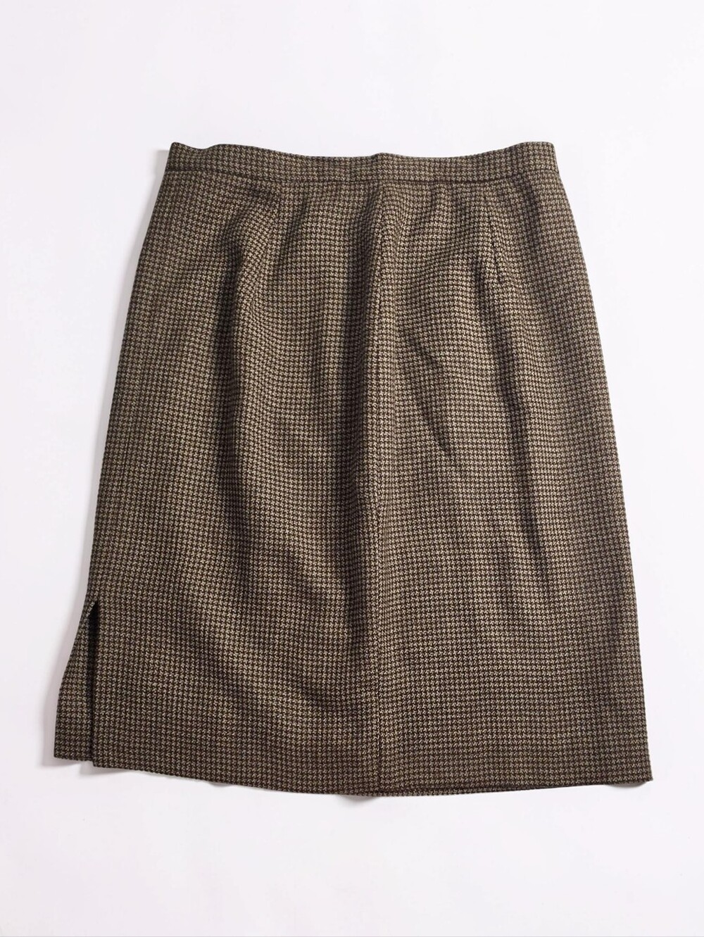 Rena Rowan Wool Blend Houndstooth Pencil Skirt Brown Career Office Midi Size 12
